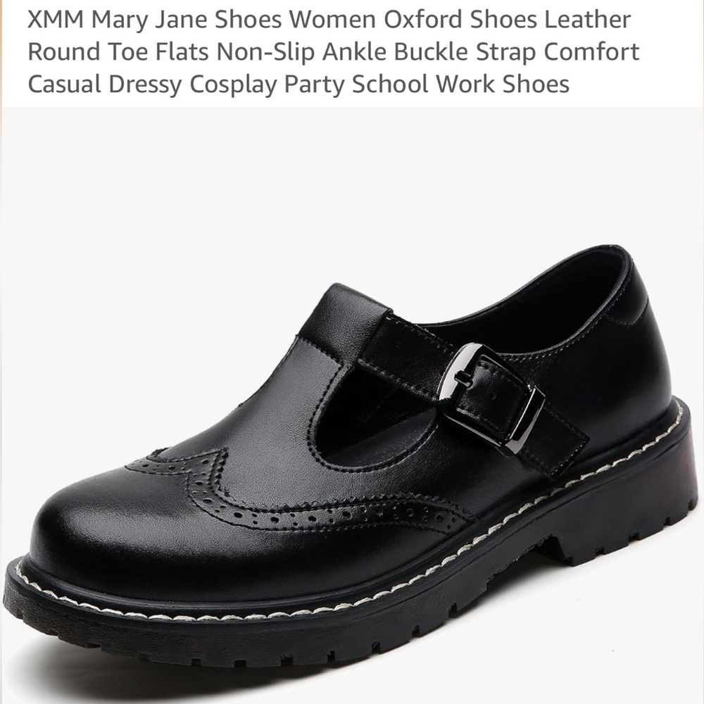 Womens Black T-Strap Mary Jane Shoes - Picture 2 of 6
